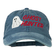 Halloween Ghost Hunter Embroidered Washed Dyed Cap