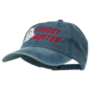 Halloween Ghost Hunter Embroidered Washed Dyed Cap