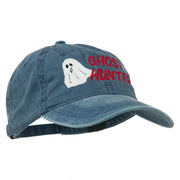 Halloween Ghost Hunter Embroidered Washed Dyed Cap