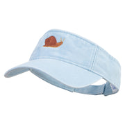 Realistic Snail Embroidered Washed Pigment Dyed Cotton Twill Visor - Lt-Blue OSFM