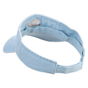 Realistic Snail Embroidered Washed Pigment Dyed Cotton Twill Visor - Lt-Blue OSFM