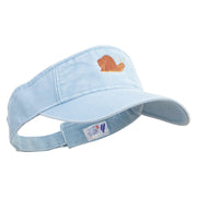 Realistic Snail Embroidered Washed Pigment Dyed Cotton Twill Visor - Lt-Blue OSFM