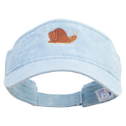 Realistic Snail Embroidered Washed Pigment Dyed Cotton Twill Visor - Lt-Blue OSFM