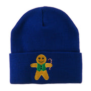 Gingerbread Man with Candy Cane Embroidered Beanie