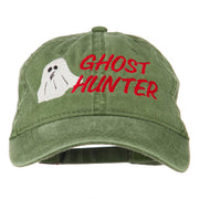 Halloween Ghost Hunter Embroidered Washed Dyed Cap