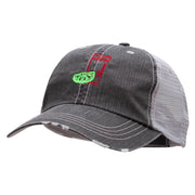 Tequila Shot Embroidered Frayed Mesh Cap