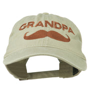 Grandpa Mustache Embroidered Washed Pigment Dyed Cap