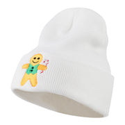 Gingerbread Man with Candy Cane Embroidered Beanie