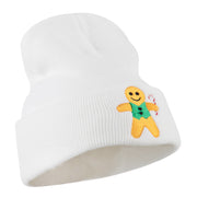 Gingerbread Man with Candy Cane Embroidered Beanie