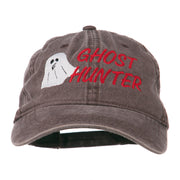 Halloween Ghost Hunter Embroidered Washed Dyed Cap