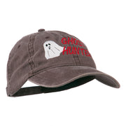 Halloween Ghost Hunter Embroidered Washed Dyed Cap