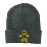 Gingerbread Man with Candy Cane Embroidered Beanie