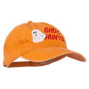 Halloween Ghost Hunter Embroidered Washed Dyed Cap