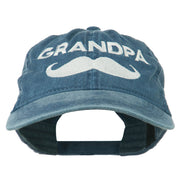 Grandpa Mustache Embroidered Washed Pigment Dyed Cap