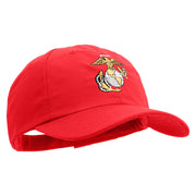 US Marine Corps Emblem Embroidered 6 Panel Unstructured Cotton Twill Cap Made in USA - Red OSFM