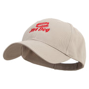 Hot Dog Icon Embroidered Low Profile Organic Cotton Cap - Khaki OSFM