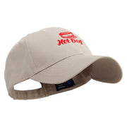 Hot Dog Icon Embroidered Low Profile Organic Cotton Cap - Khaki OSFM