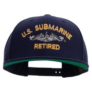 Licensed US Submarine Retired Embroidered Wool Blend Prostyle Snapback Cap - Navy OSFM