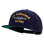 Licensed US Submarine Retired Embroidered Wool Blend Prostyle Snapback Cap - Navy OSFM