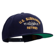 Licensed US Submarine Retired Embroidered Wool Blend Prostyle Snapback Cap - Navy OSFM