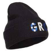 Greece GRC Flag Embroidered Long Beanie