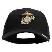 US Marine Corps Emblem Embroidered 6 Panel Unstructured Cotton Twill Cap Made in USA - Black OSFM