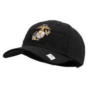 US Marine Corps Emblem Embroidered 6 Panel Unstructured Cotton Twill Cap Made in USA - Black OSFM