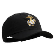 US Marine Corps Emblem Embroidered 6 Panel Unstructured Cotton Twill Cap Made in USA - Black OSFM