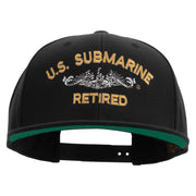 Licensed US Submarine Retired Embroidered Wool Blend Prostyle Snapback Cap - Black OSFM