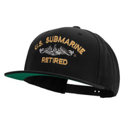 Licensed US Submarine Retired Embroidered Wool Blend Prostyle Snapback Cap - Black OSFM