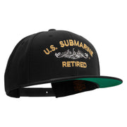 Licensed US Submarine Retired Embroidered Wool Blend Prostyle Snapback Cap - Black OSFM
