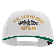 Licensed US Submarine Retired Embroidered Wool Blend Prostyle Snapback Cap - White OSFM