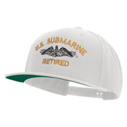 Licensed US Submarine Retired Embroidered Wool Blend Prostyle Snapback Cap - White OSFM