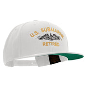 Licensed US Submarine Retired Embroidered Wool Blend Prostyle Snapback Cap - White OSFM