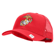 US Marine Corps Emblem Embroidered 6 Panel Structured Cotton Twill Mesh Cap Made in USA - Red OSFM