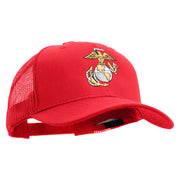 US Marine Corps Emblem Embroidered 6 Panel Structured Cotton Twill Mesh Cap Made in USA - Red OSFM