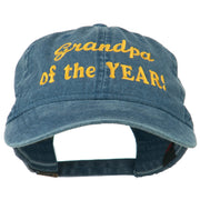 Grandpa of the Year Embroidered Washed Cotton Cap