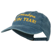 Grandpa of the Year Embroidered Washed Cotton Cap