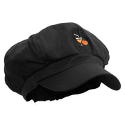 Florida Orange Juice Embroidered Cotton Elastic Newsboy Cap - Black OSFM