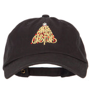 Glitter Merry Christmas Tree Embroidered Unstructured Washed Cap