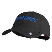 US Air Force Blue Letter Embroidered Pigment Dyed Cap - Black OSFM