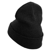 Day Travel Embroidered 12 Inch Long Knitted Beanie - Black OSFM