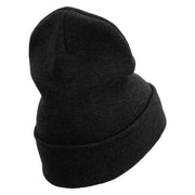 Day Travel Embroidered 12 Inch Long Knitted Beanie - Black OSFM