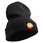 Day Travel Embroidered 12 Inch Long Knitted Beanie - Black OSFM