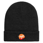 Day Travel Embroidered 12 Inch Long Knitted Beanie - Black OSFM