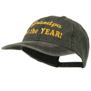 Grandpa of the Year Embroidered Washed Cotton Cap