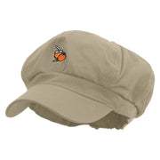 Florida Orange Juice Embroidered Cotton Elastic Newsboy Cap - Beige OSFM