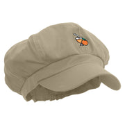 Florida Orange Juice Embroidered Cotton Elastic Newsboy Cap - Beige OSFM