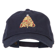 Glitter Merry Christmas Tree Embroidered Unstructured Washed Cap