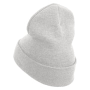 Day Travel Embroidered 12 Inch Long Knitted Beanie - White OSFM